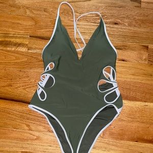 Aerie One Piece High-leg Swimsuit - green